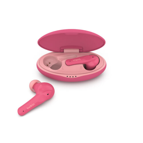 Belkin SOUNDFORM Nano – Earbuds for Kids – 85dB Limit for Ear Protection (Pink)