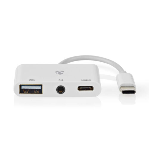 Nedis Multi-Port USB-C to USB, USB-C and Jack 3.5 mm adapter – 10 cm – White